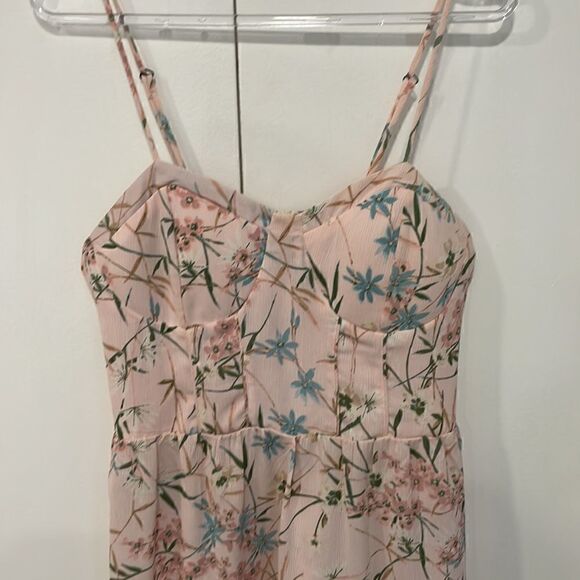 XHILARATION summer  pink floral short dress emipire waist corset top small - Picture 3 of 8